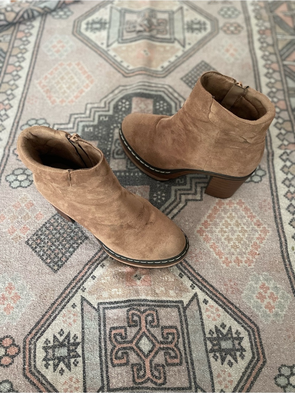 Pierre Dumas Suede Ankle Booties in Camel
